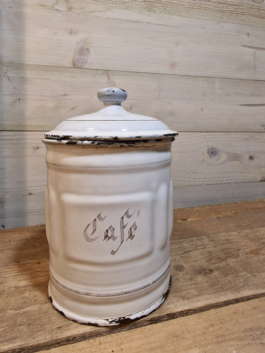 French Cafe Enamel Jar