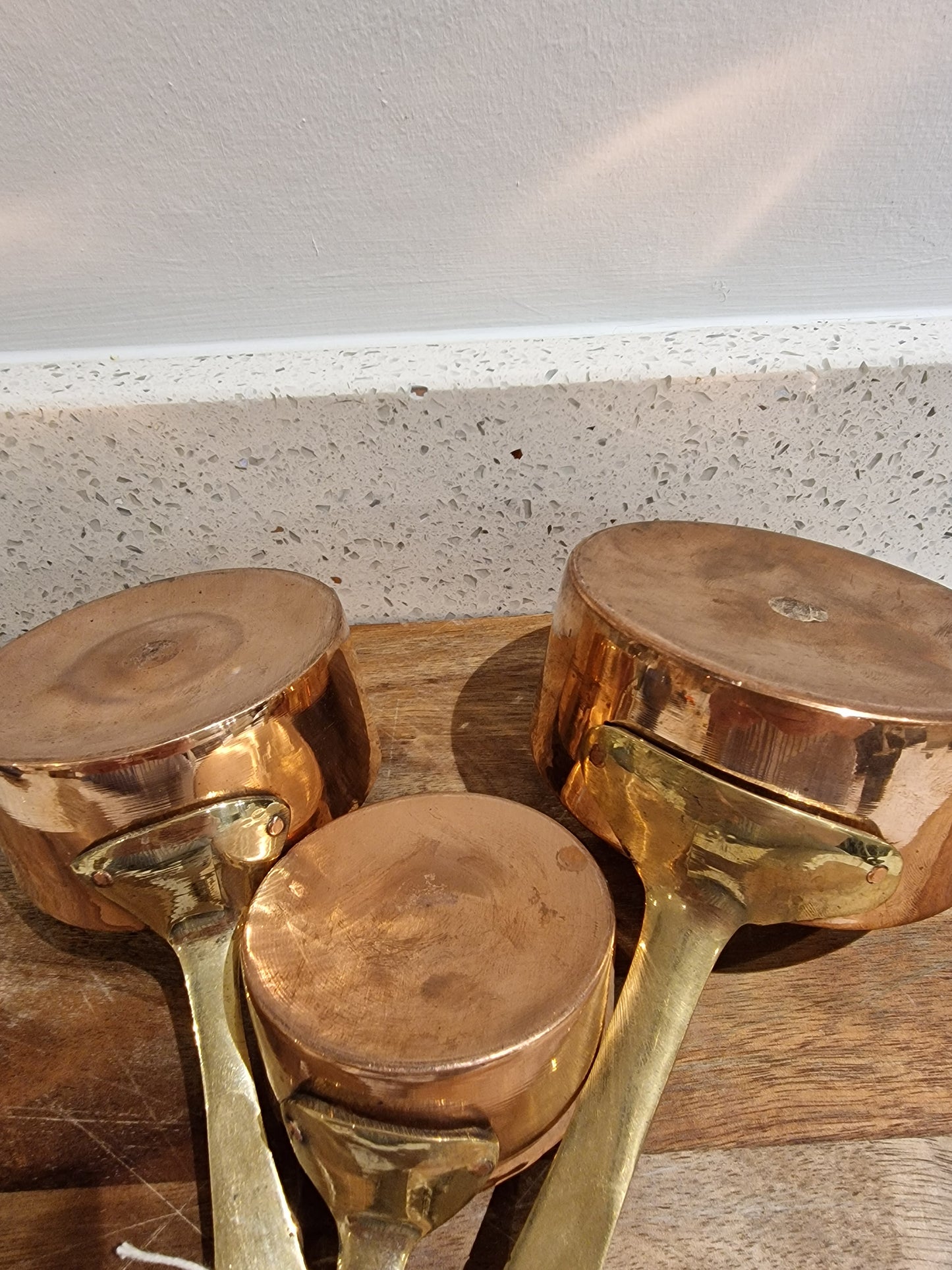Set of Three Copper Pans