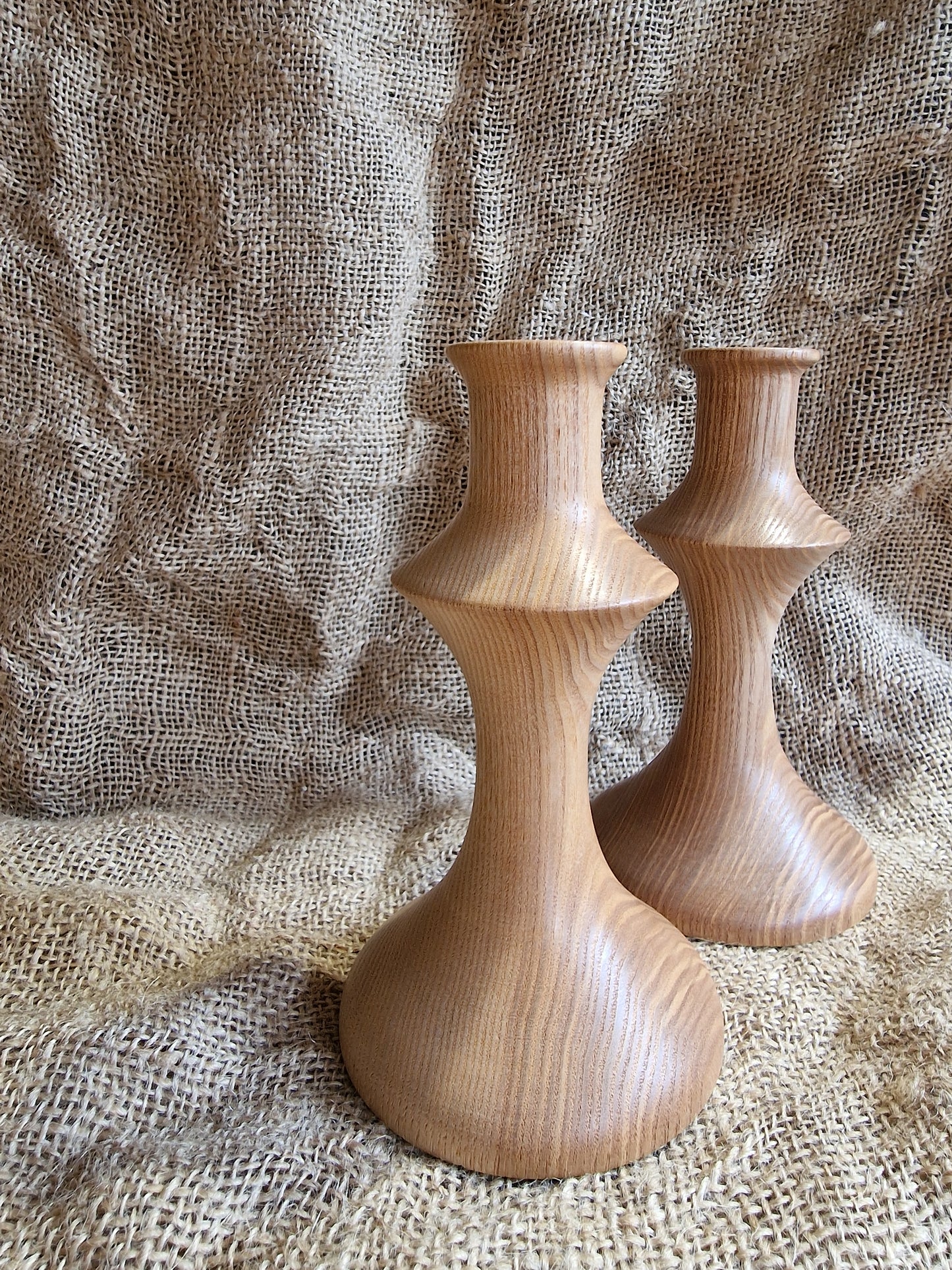 Pair of Turned Wood Candlesticks