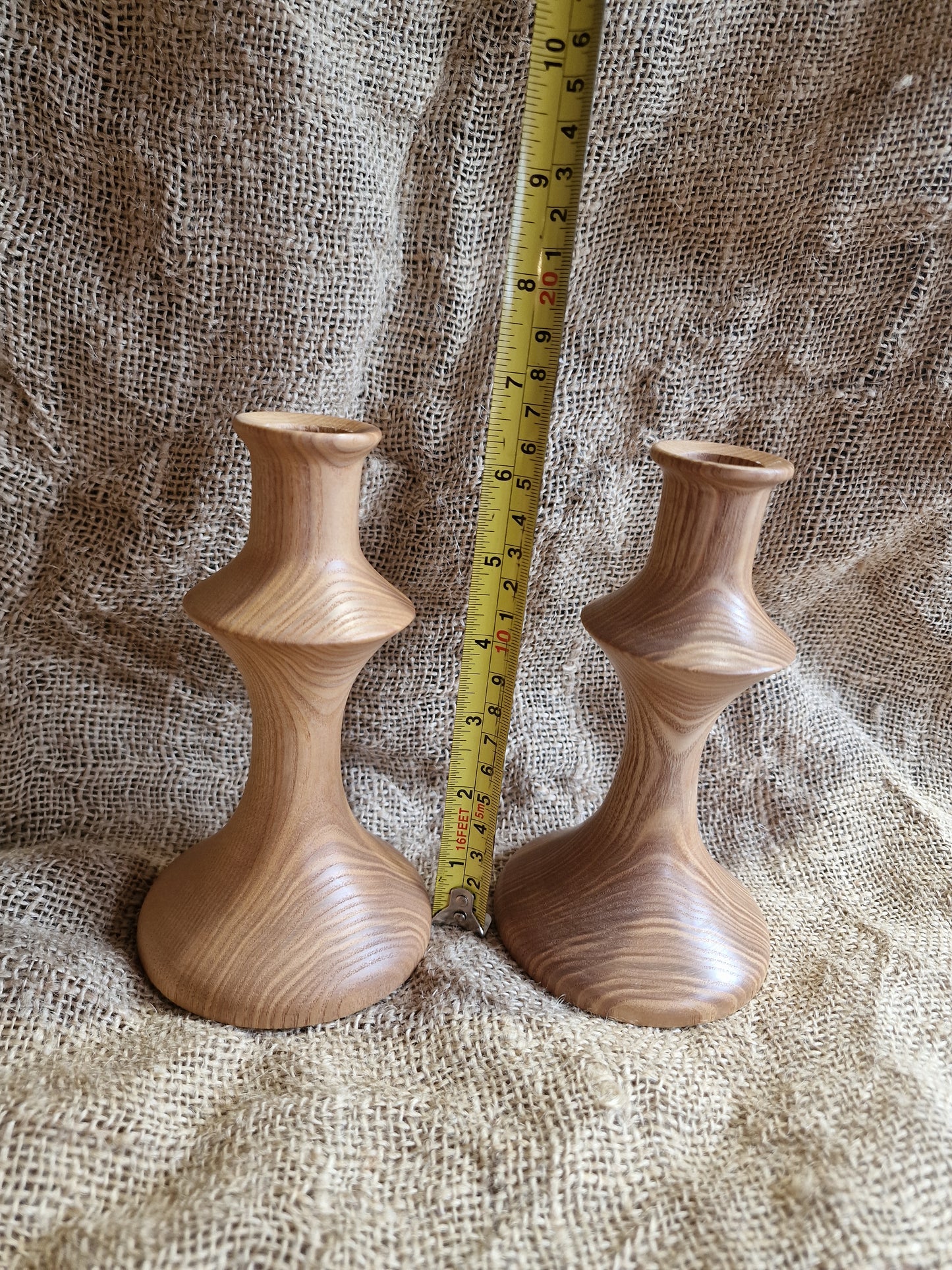Pair of Turned Wood Candlesticks