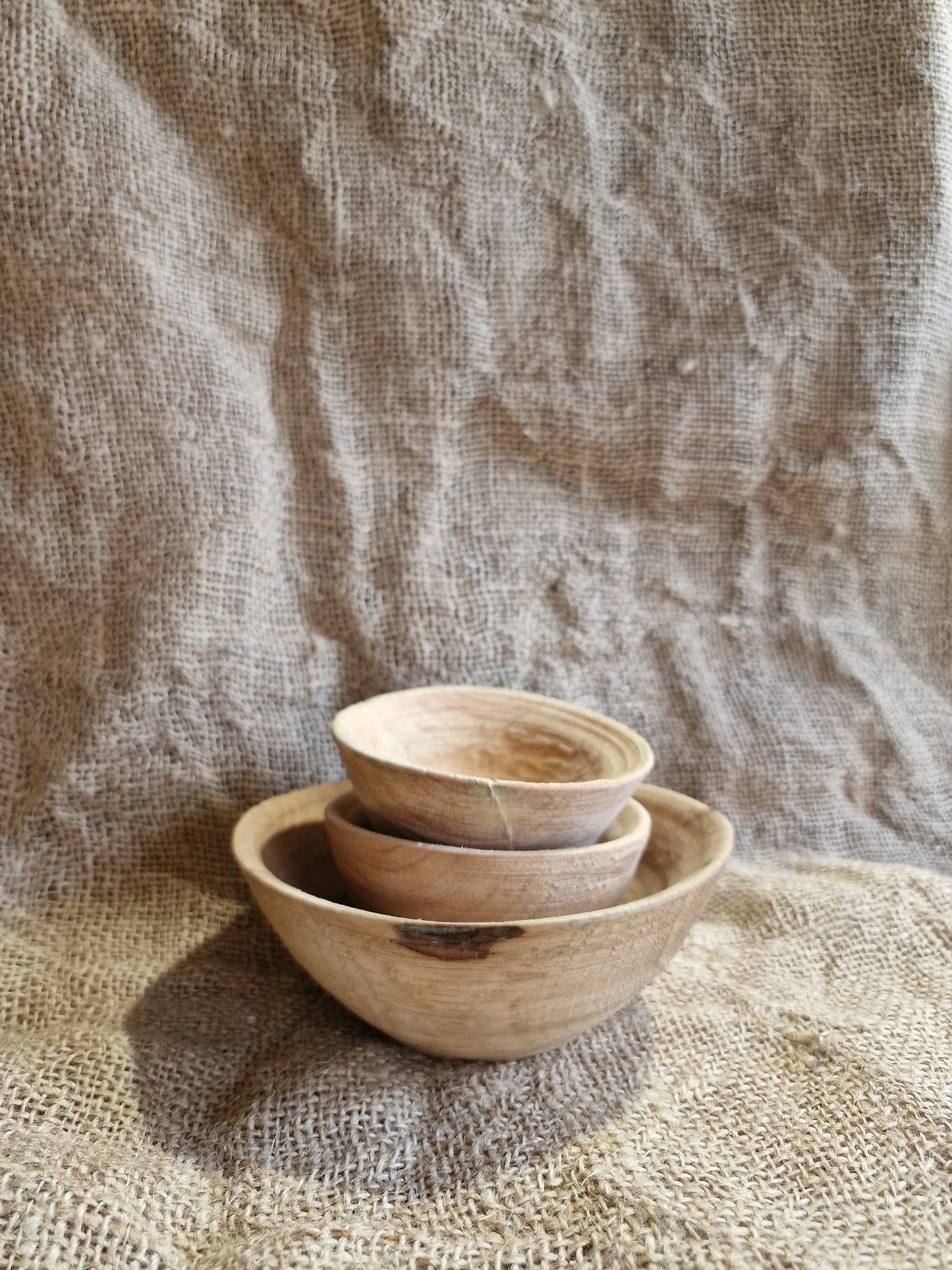 Set of Three Turned Wood Bowls