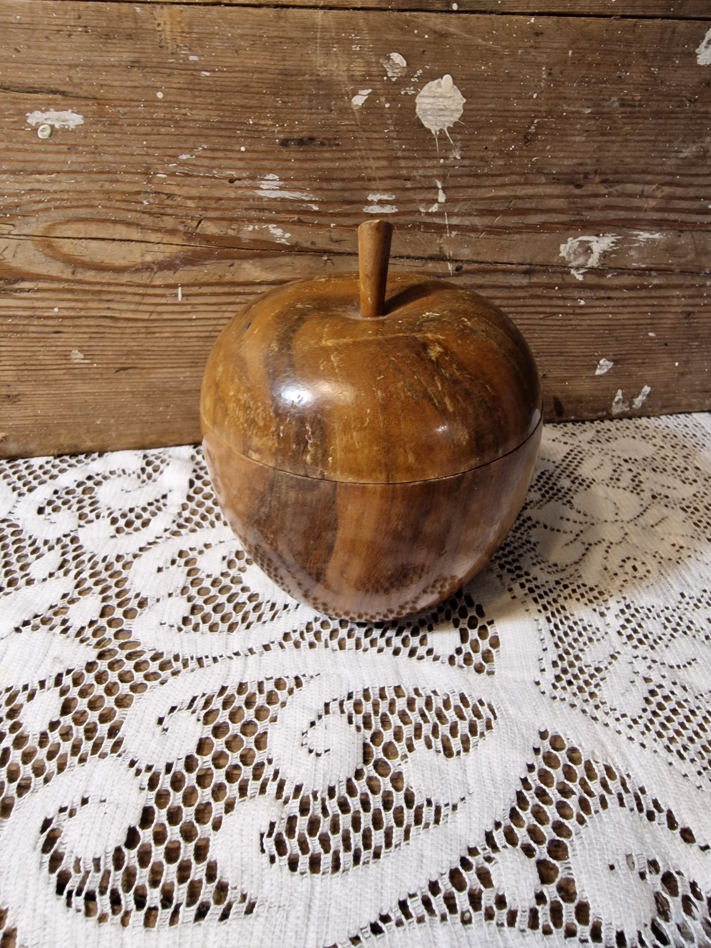 Wooden Apple Trinket Pot