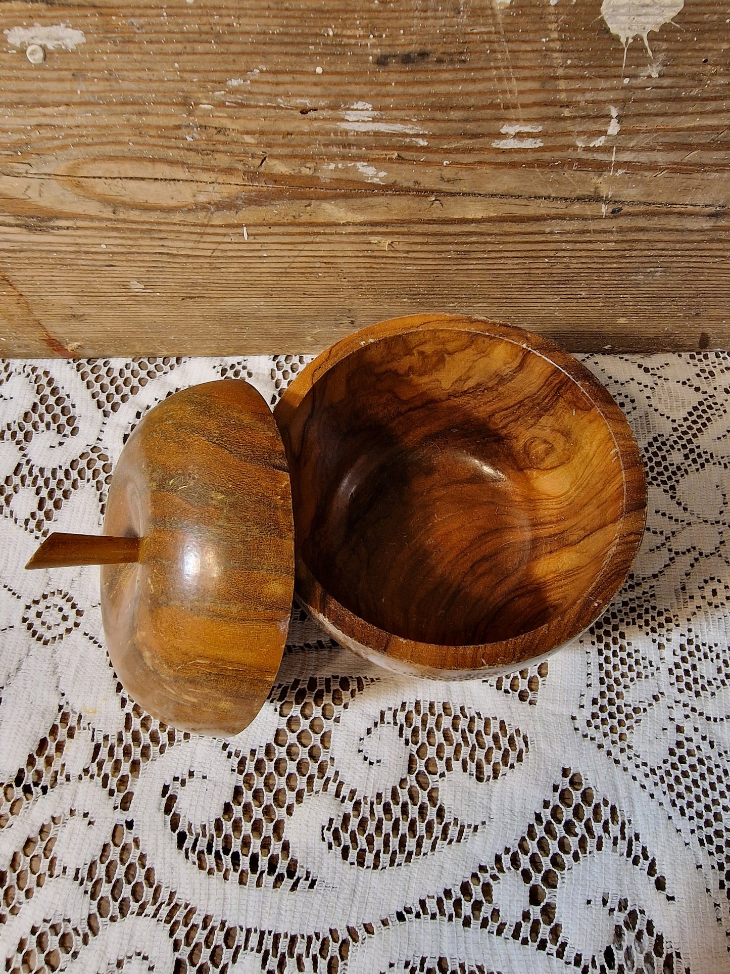 Wooden Apple Trinket Pot