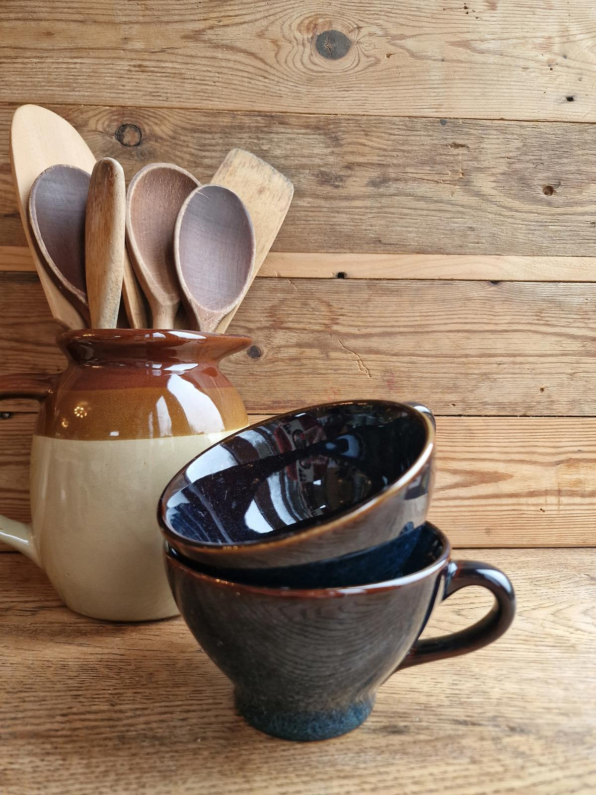 Pair of French Gres veritable (Stoneware) Cappuccino coffee cups. 250ml