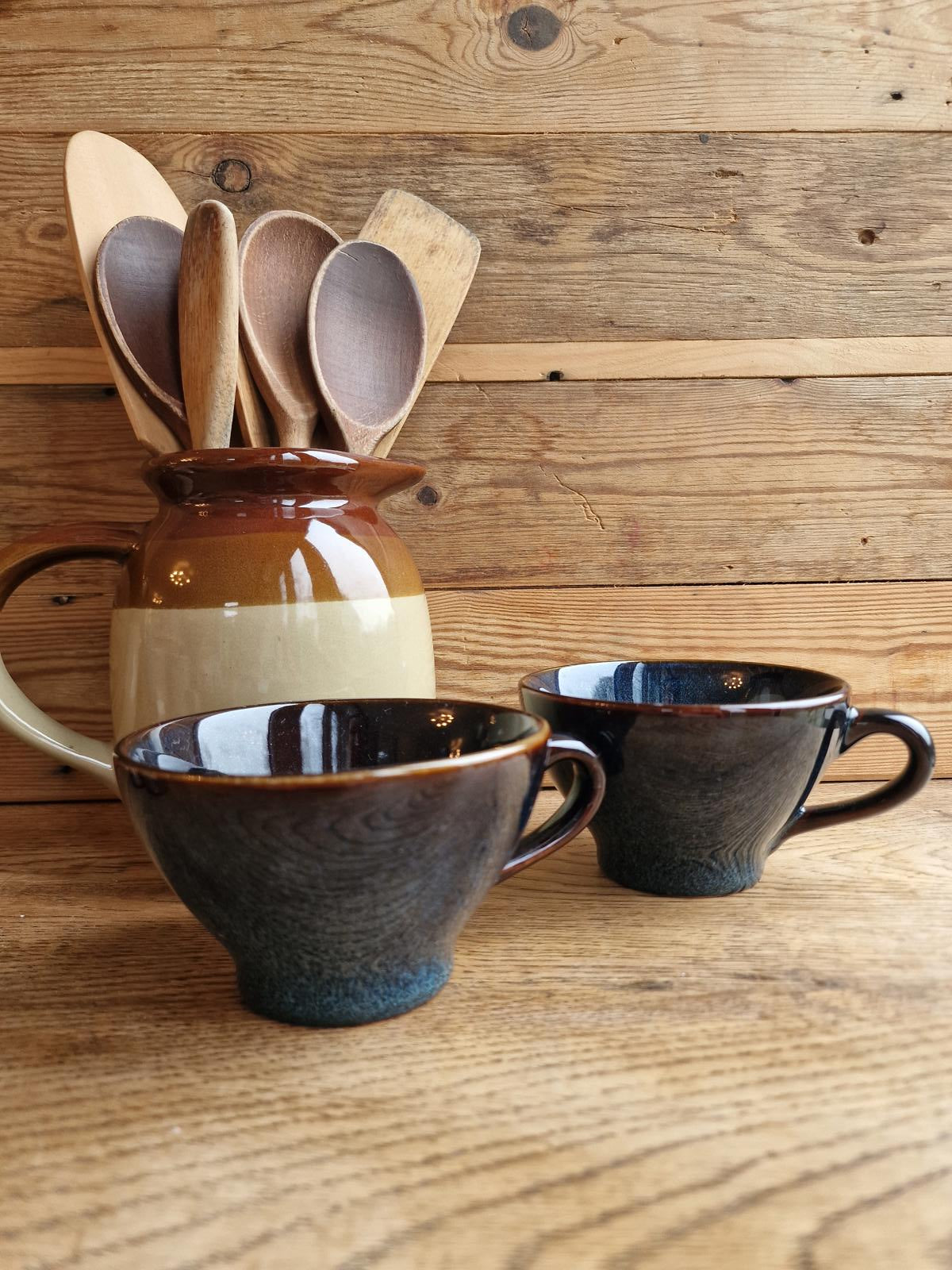 Pair of French Gres veritable (Stoneware) Cappuccino coffee cups. 250ml