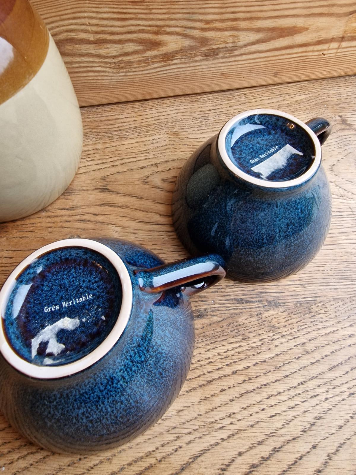 Pair of French Gres veritable (Stoneware) Cappuccino coffee cups. 250ml