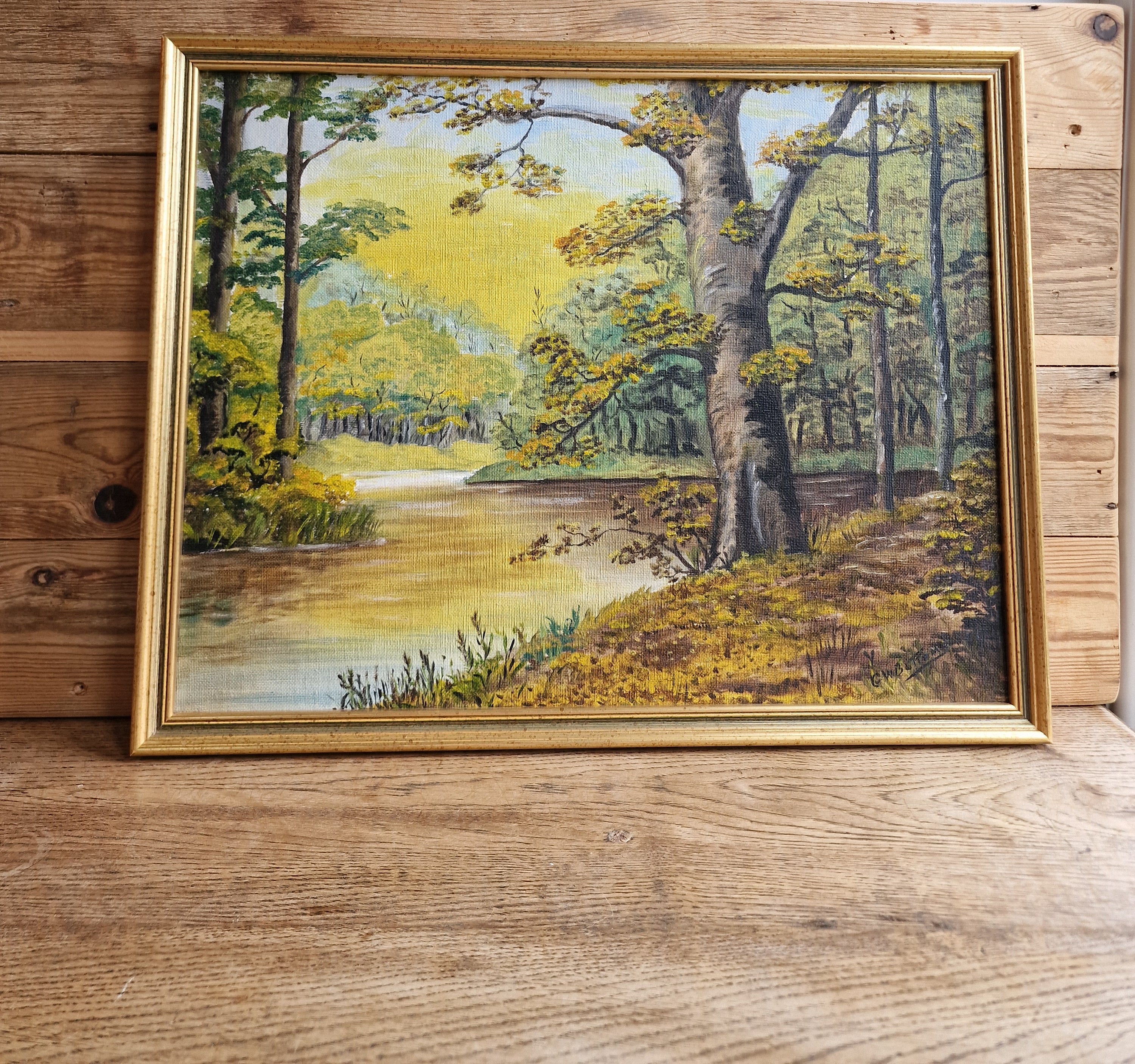 Vintage Landscape Oil On Board