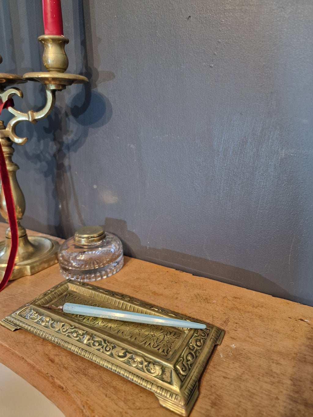 Art Nouveau Brass Pen Tray