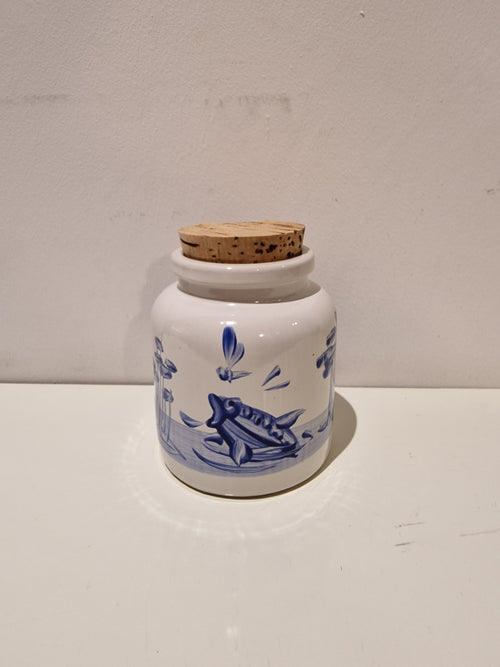 Blue & White Mustard Jar
