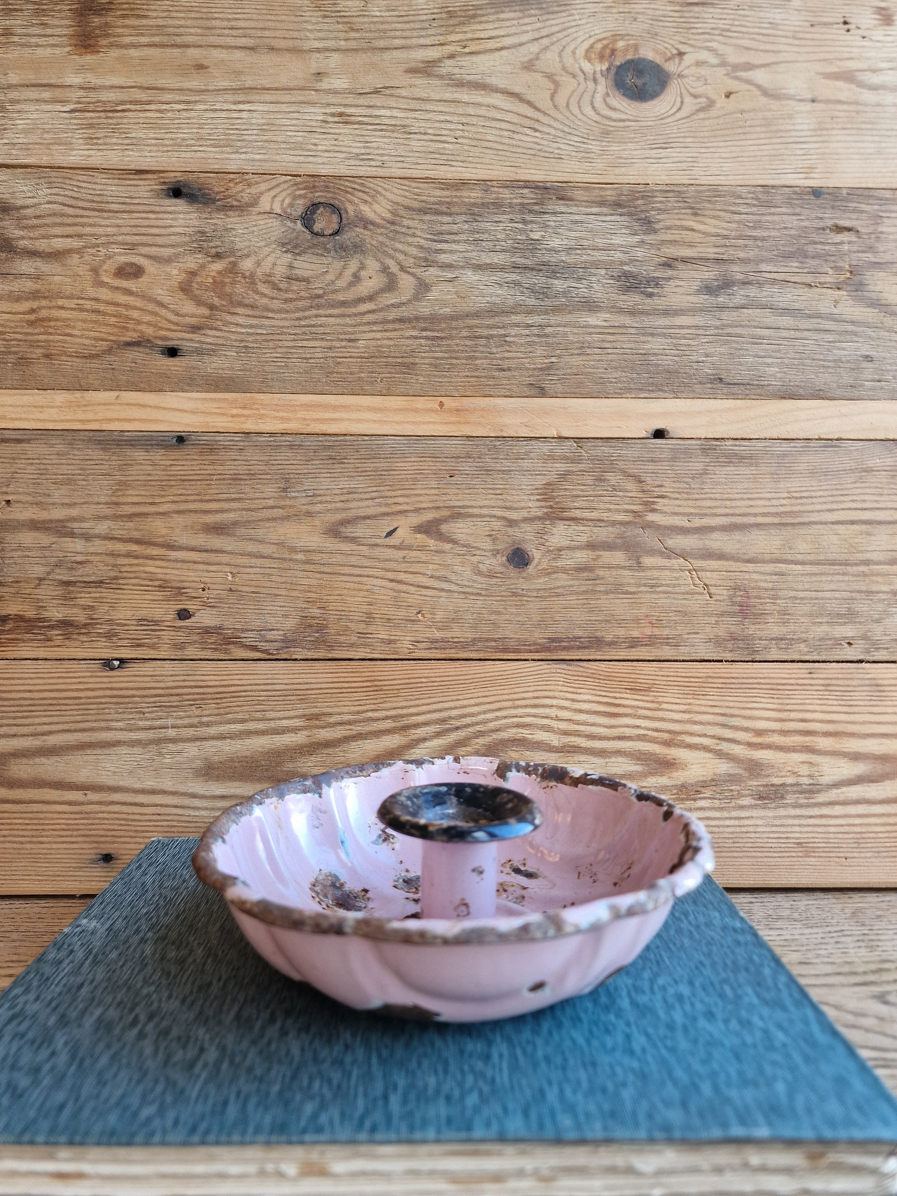 Pink Enamel Chamberstick