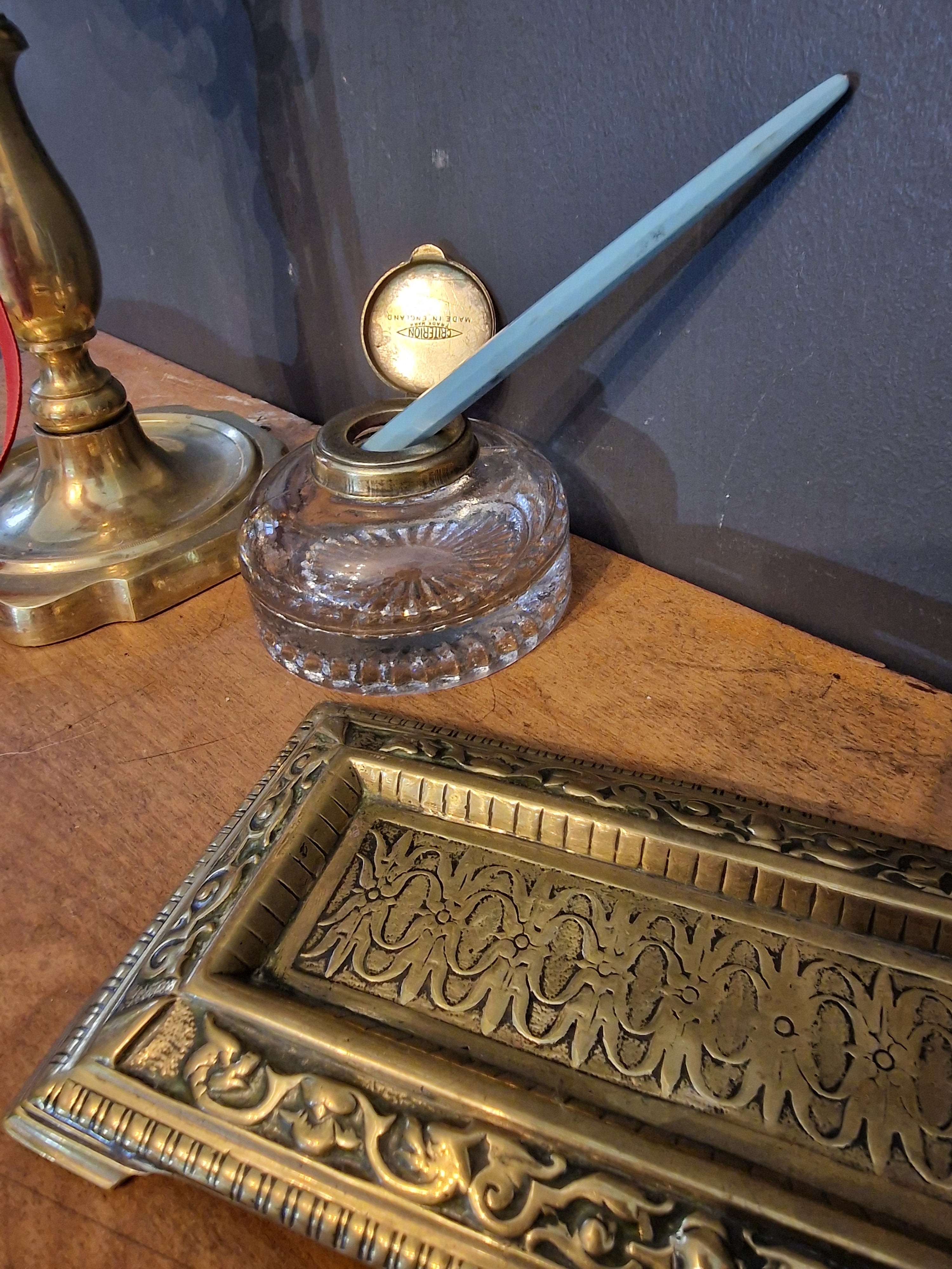 Art Nouveau Brass Pen Tray