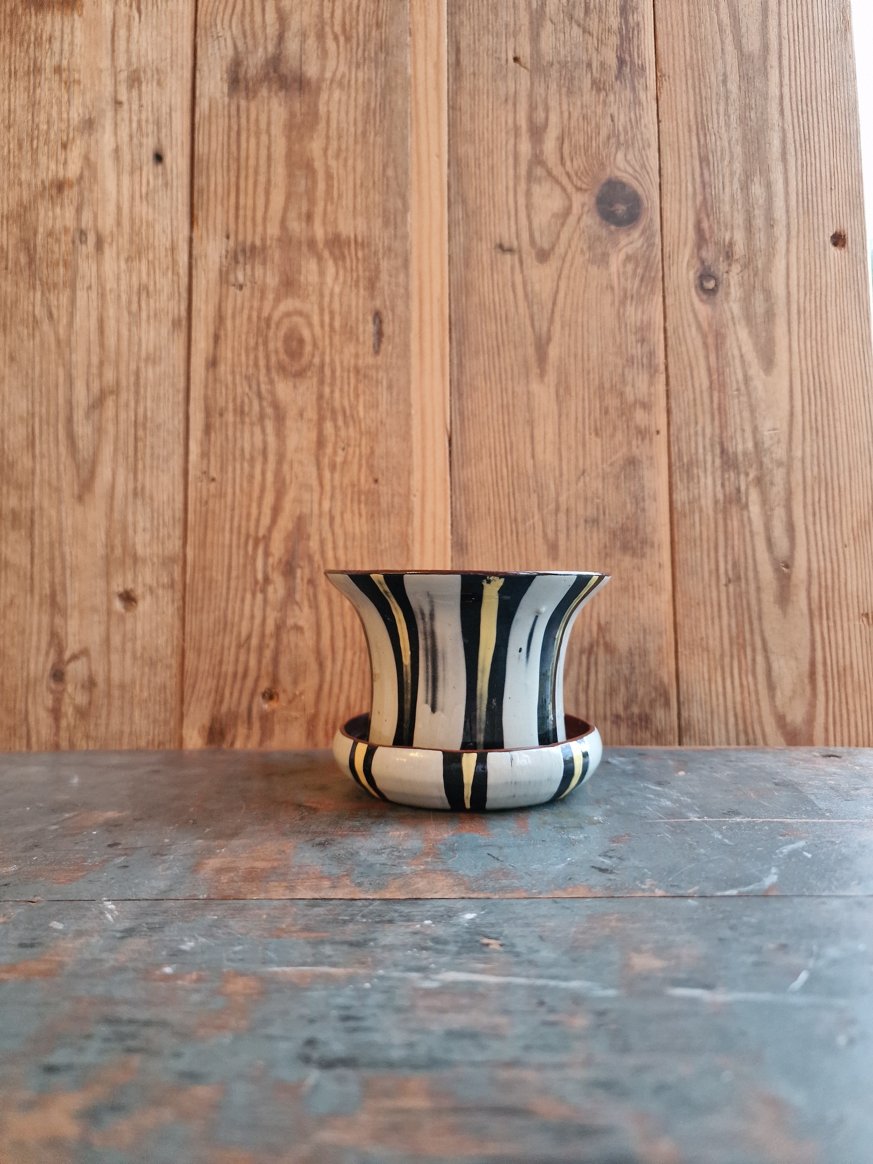 Stripey Studio Pottery Plant Pot