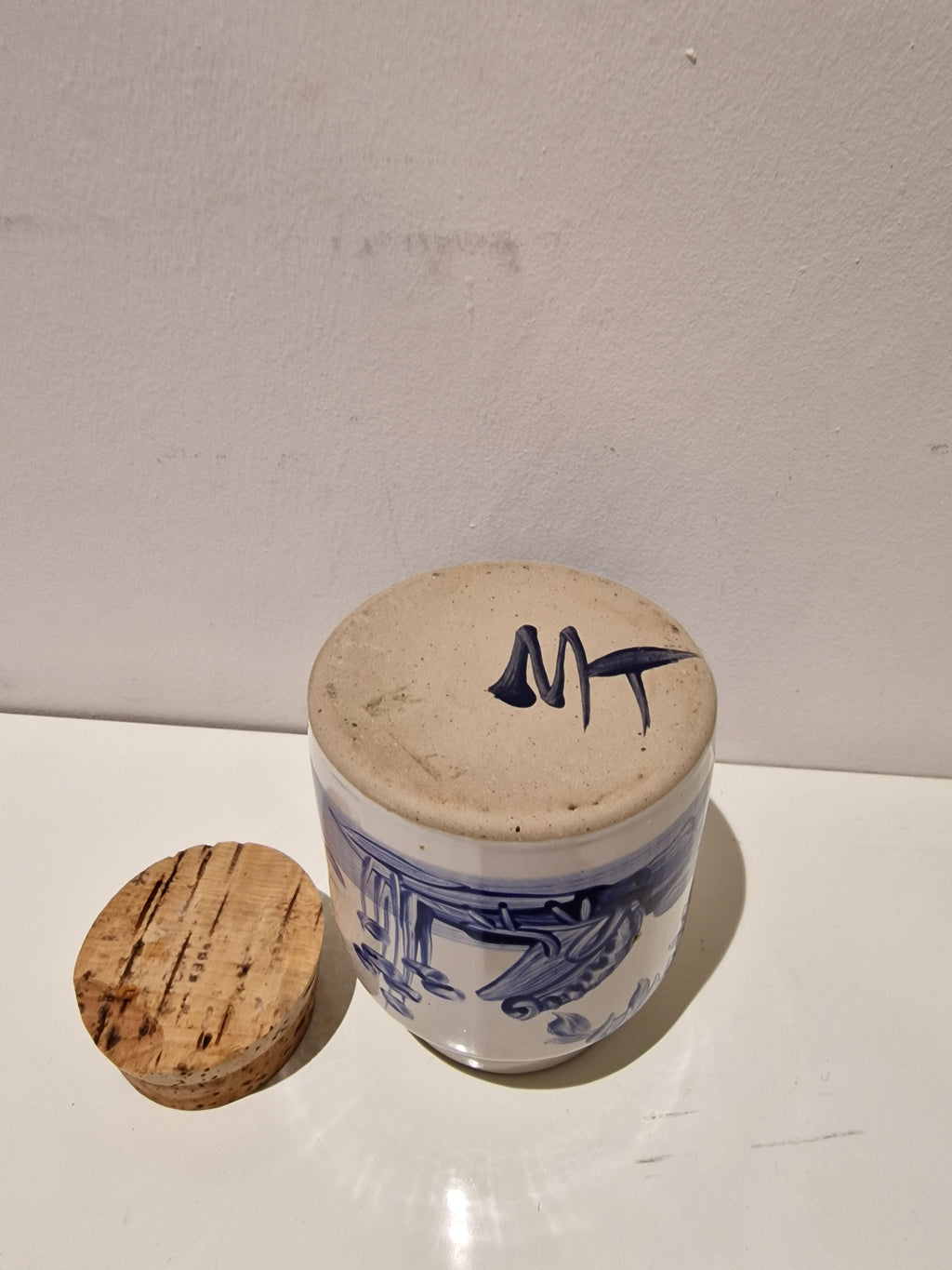 Blue & White Mustard Jar