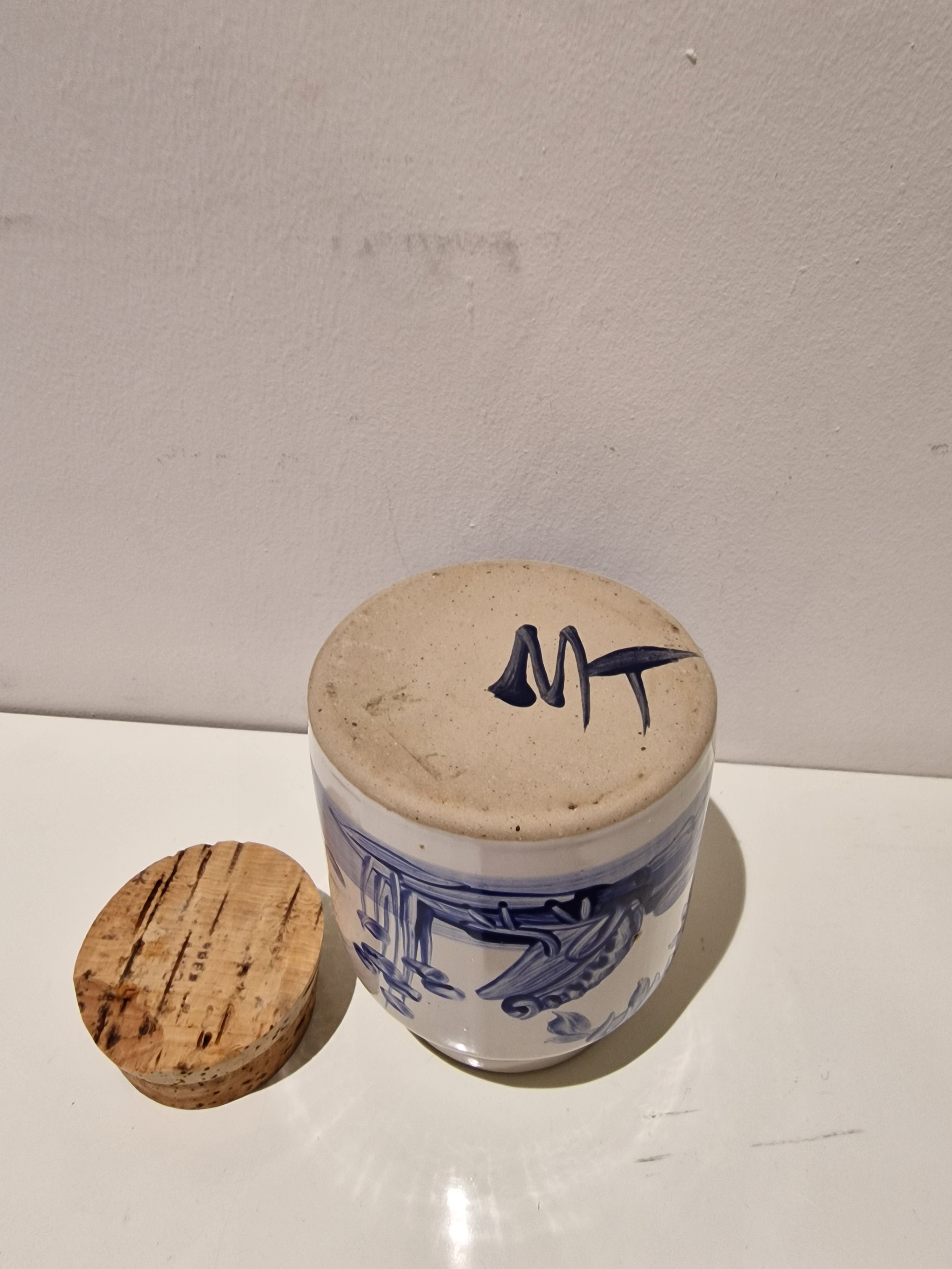 Blue & White Mustard Jar