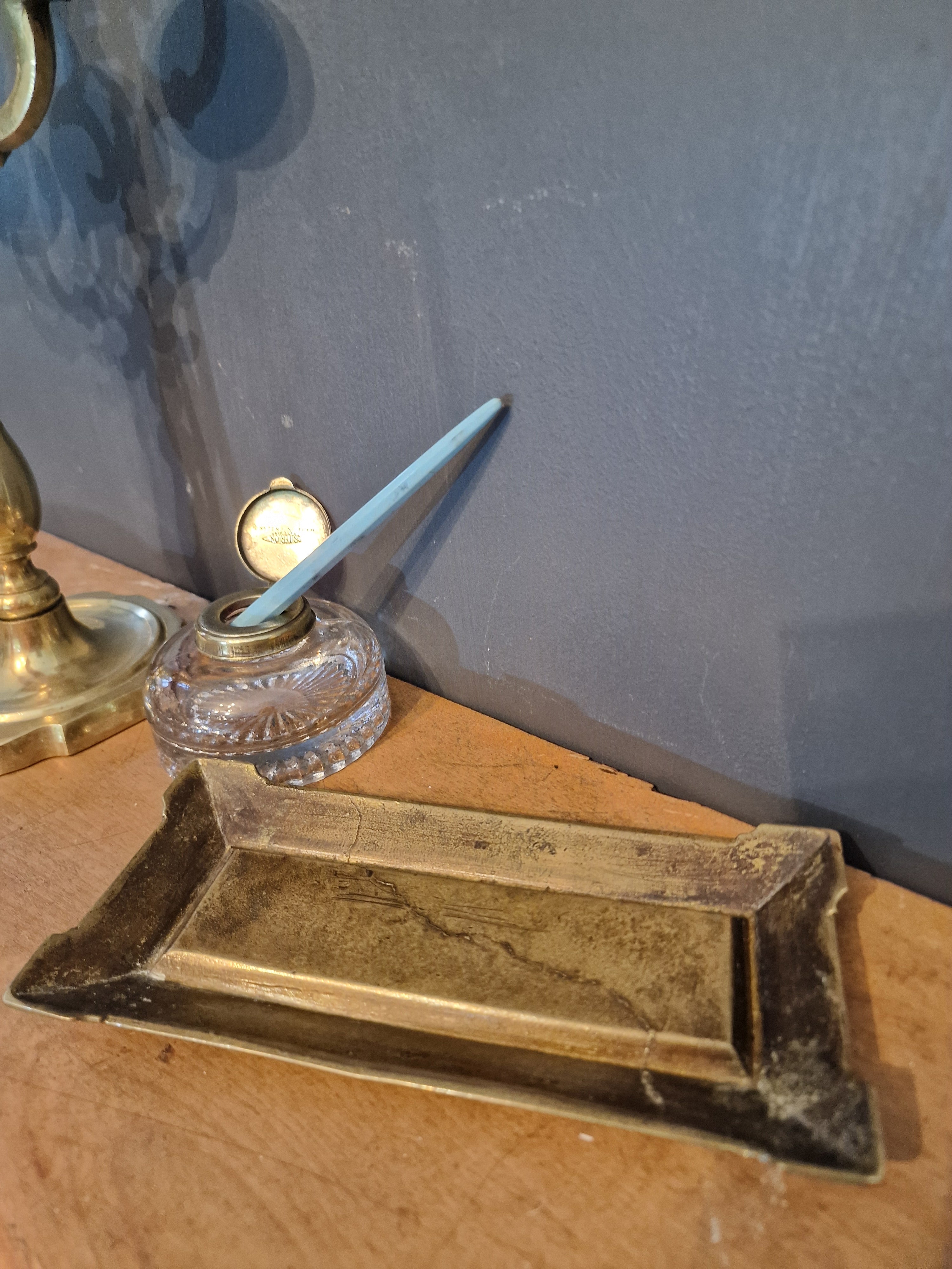 Art Nouveau Brass Pen Tray