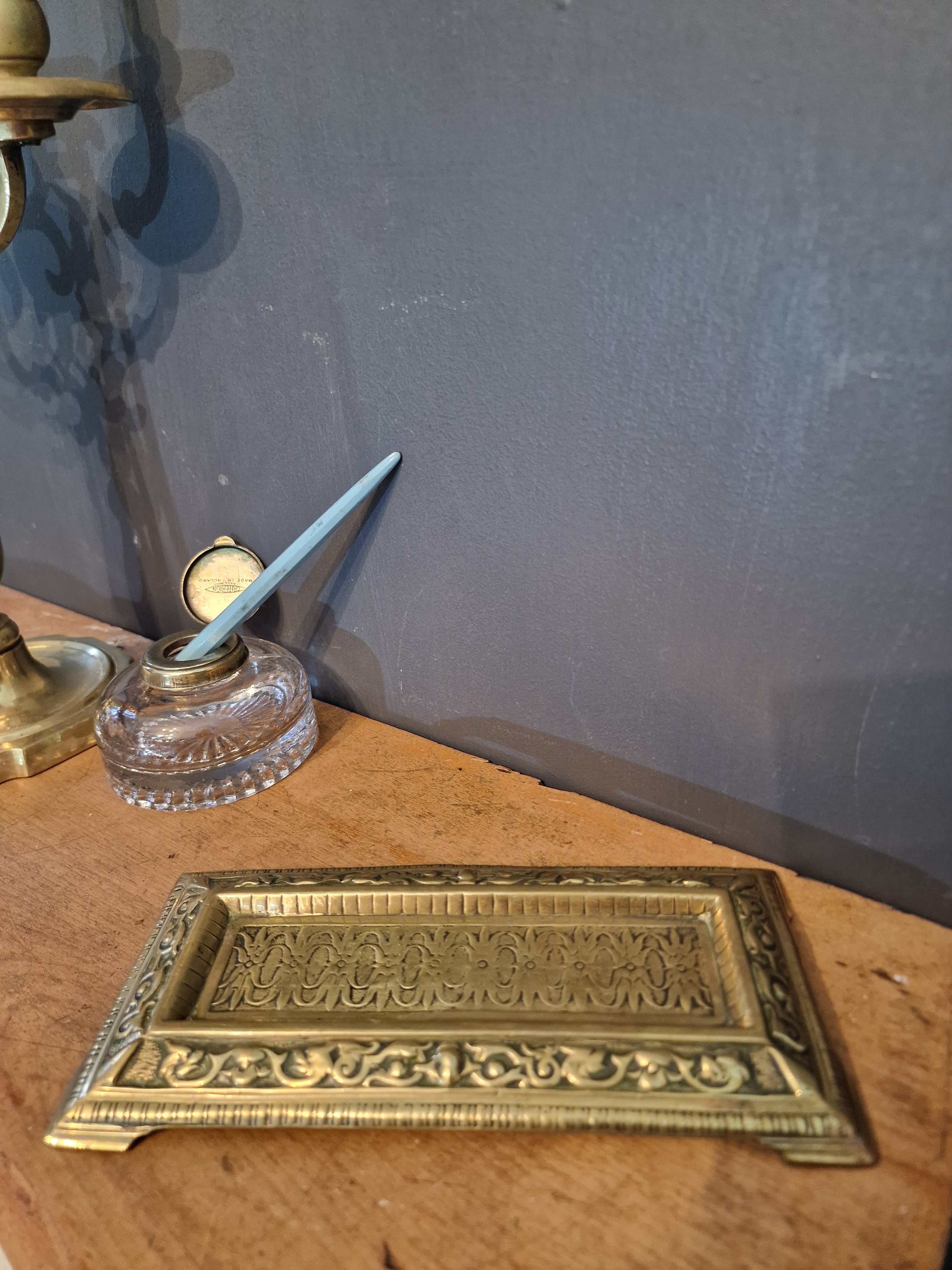 Art Nouveau Brass Pen Tray