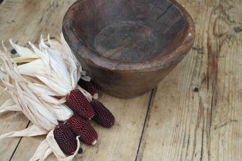 French hand carved wooden bowl