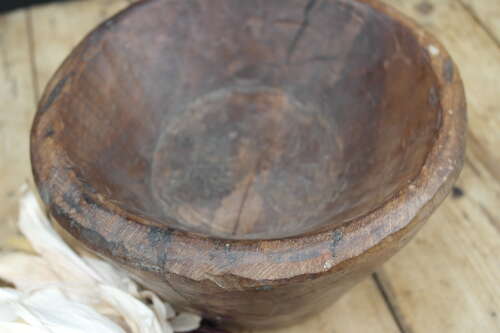 French hand carved wooden bowl