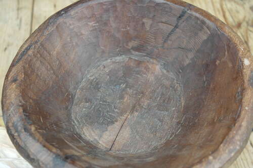 French hand carved wooden bowl