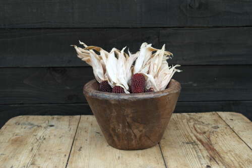 French hand carved wooden bowl