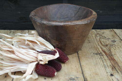 French hand carved wooden bowl