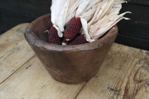 French hand carved wooden bowl