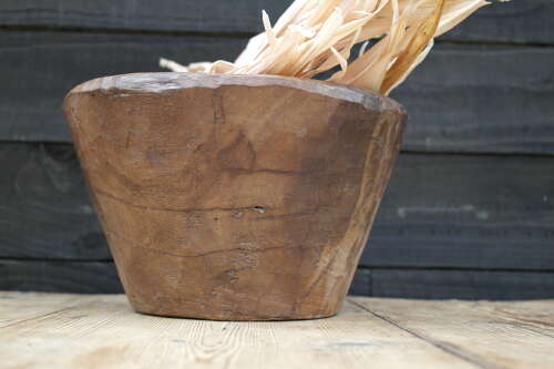 French hand carved wooden bowl