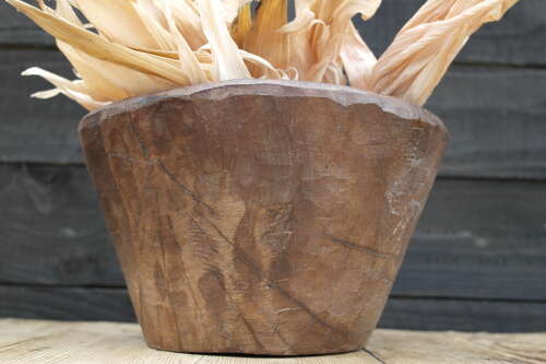 French hand carved wooden bowl