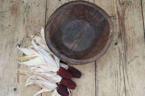 French hand carved wooden bowl