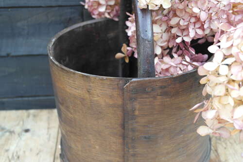 French antique bentwood pail with natural branch handle