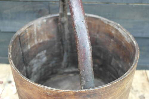 French antique bentwood pail with natural branch handle