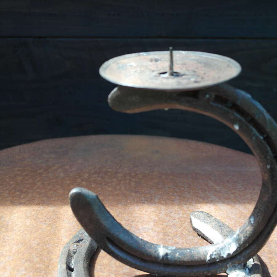 Handmade horseshoe candlestick