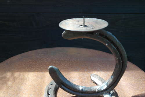 Handmade horseshoe candlestick