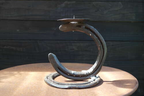 Handmade horseshoe candlestick