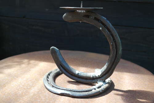 Handmade horseshoe candlestick