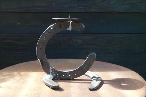 Handmade horseshoe candlestick