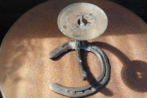 Handmade horseshoe candlestick