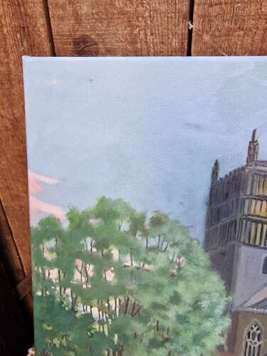 Tewkesbury Abbey oil on canvas by Peter Ramage