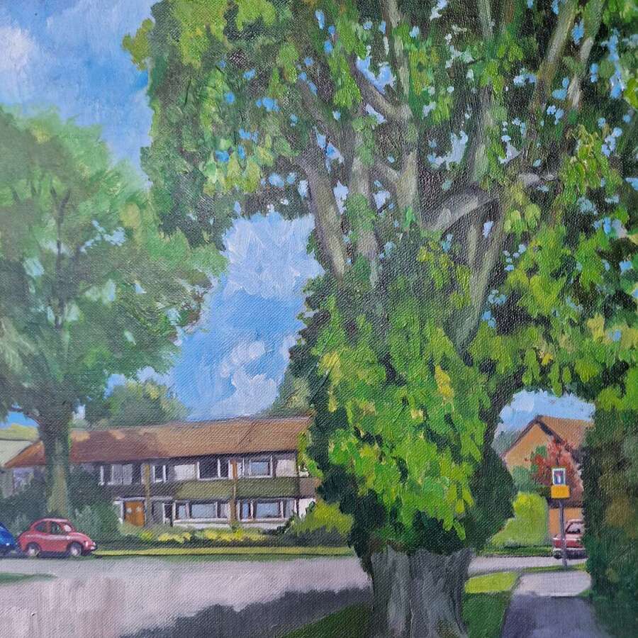 Street scene oil on canvas by Peter Ramage