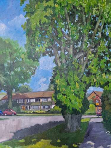 Street scene oil on canvas by Peter Ramage