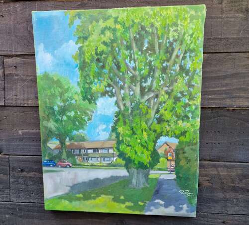Street scene oil on canvas by Peter Ramage