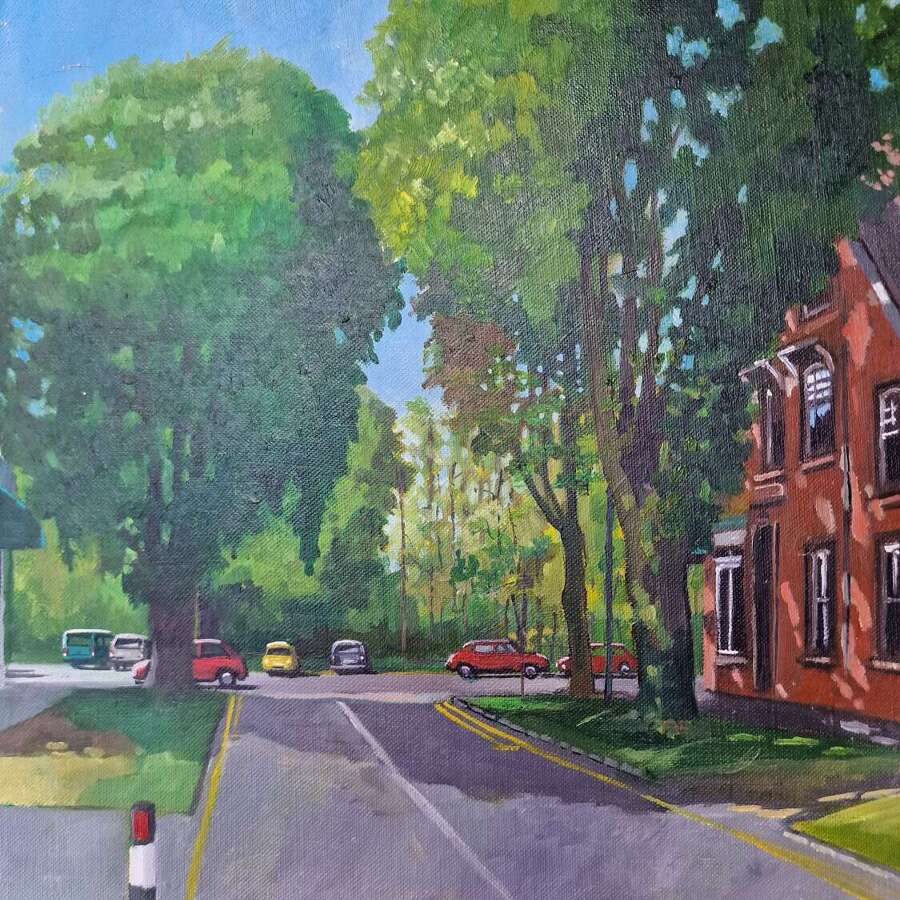 Street scene oil on canvas by Peter Ramage