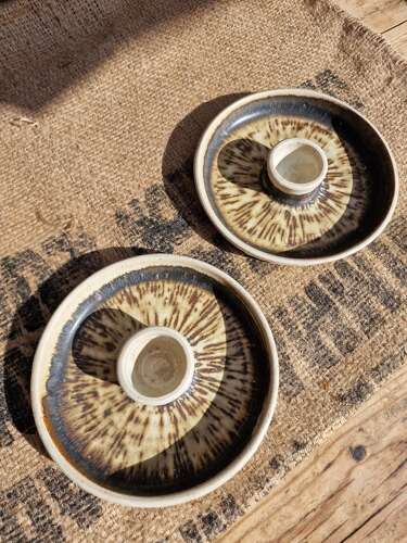 Studio pottery dip or egg plate