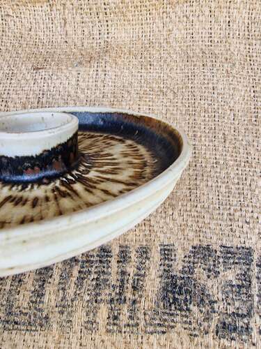 Studio pottery dip or egg plate