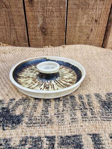 Studio pottery dip or egg plate