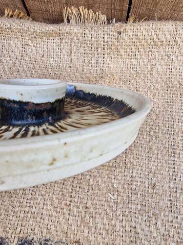 Studio pottery dip or egg plate