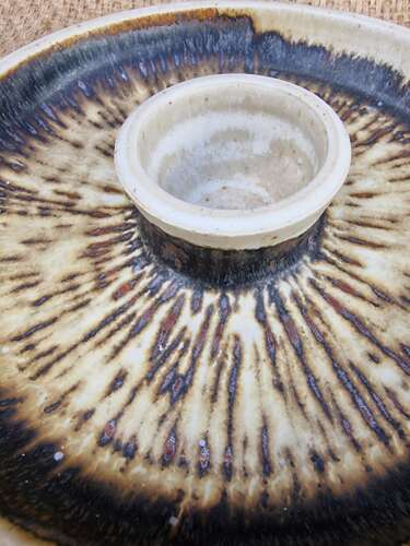Studio pottery dip or egg plate