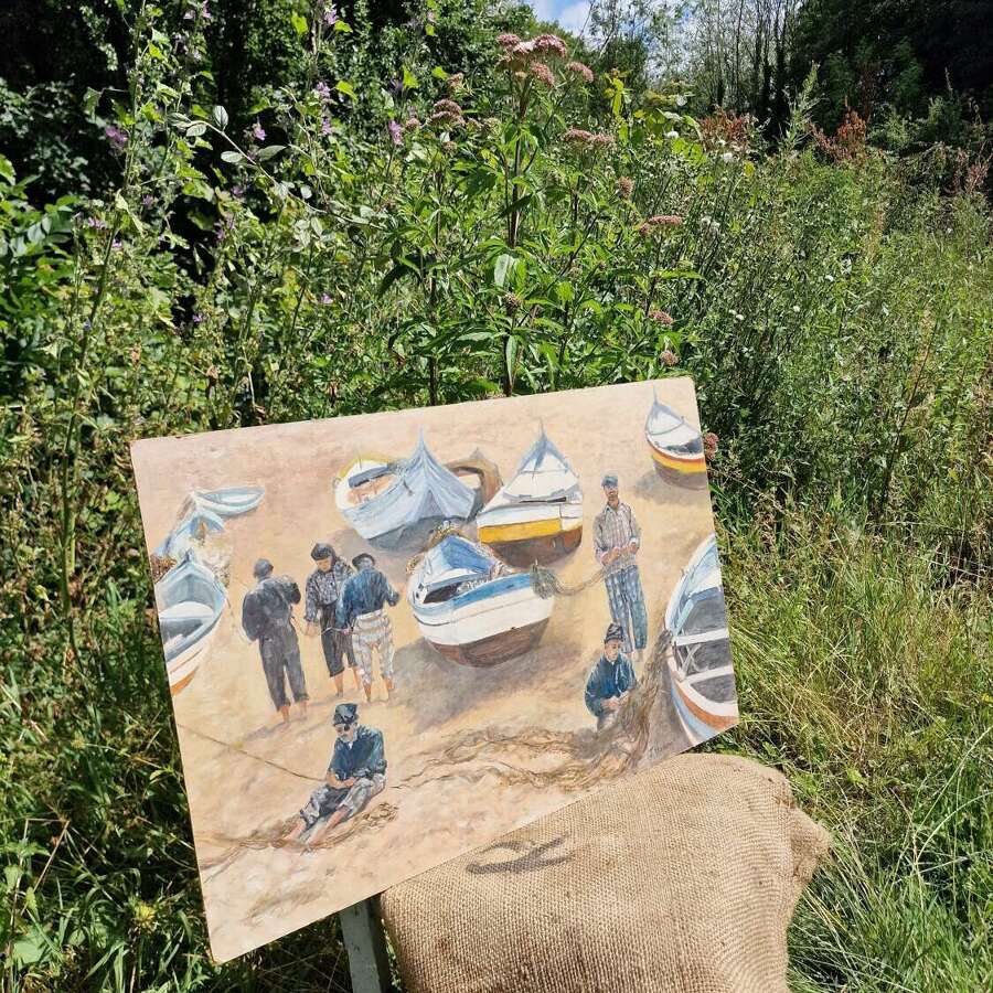 Fishing boats / J Haslam painting