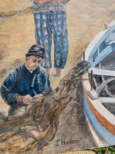 Fishing boats / J Haslam painting