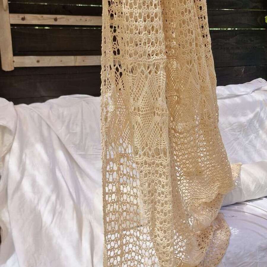 French Hand Crocheted Curtain Panel